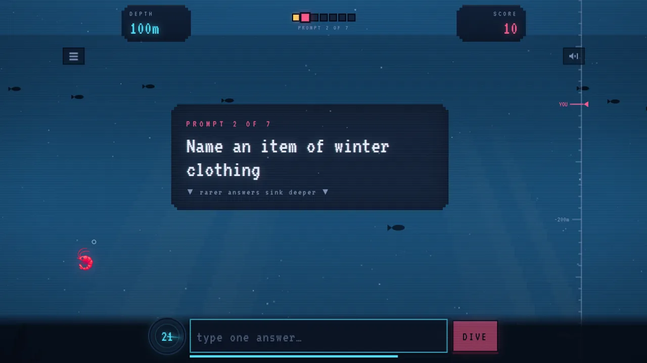 Krillion prompt 2 of 7, Name an item of winter clothing, with a 25-second timer and an answer box